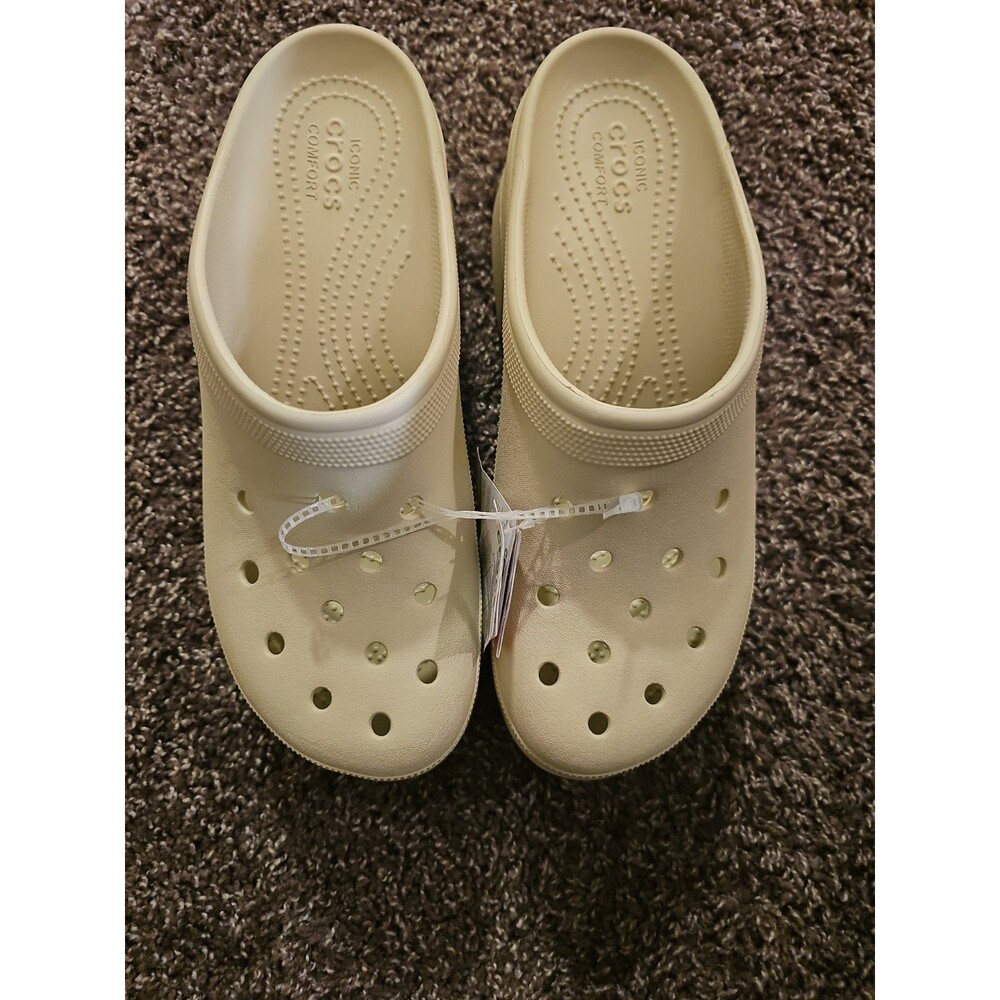 CROCS Siren Clogs Platform Mules Block High Heels Slip-on Bone Ivory M 10 W 12
